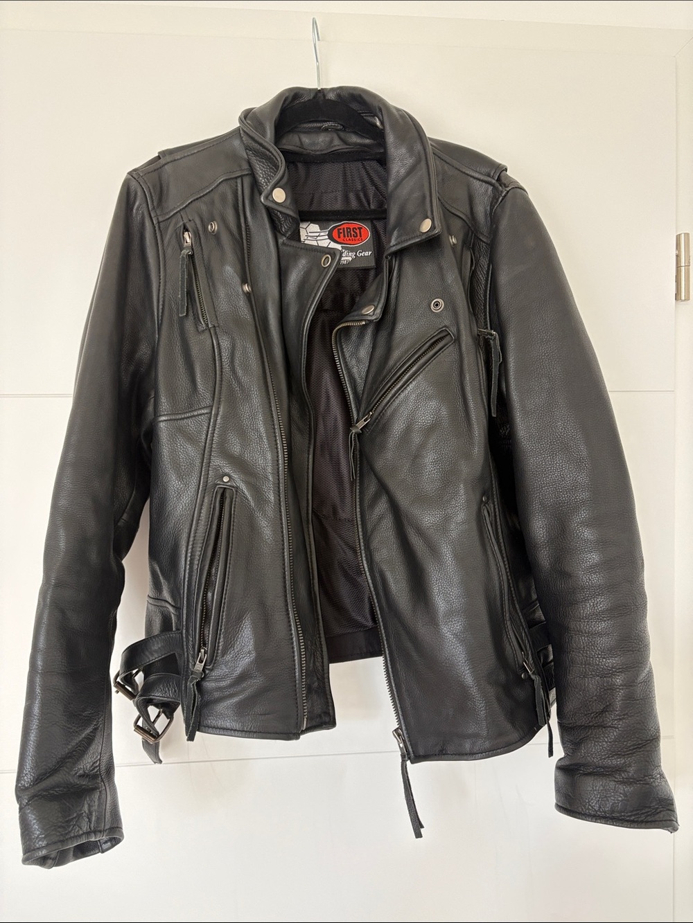 FIRST Gear Women's Black Leather Moto Jacket